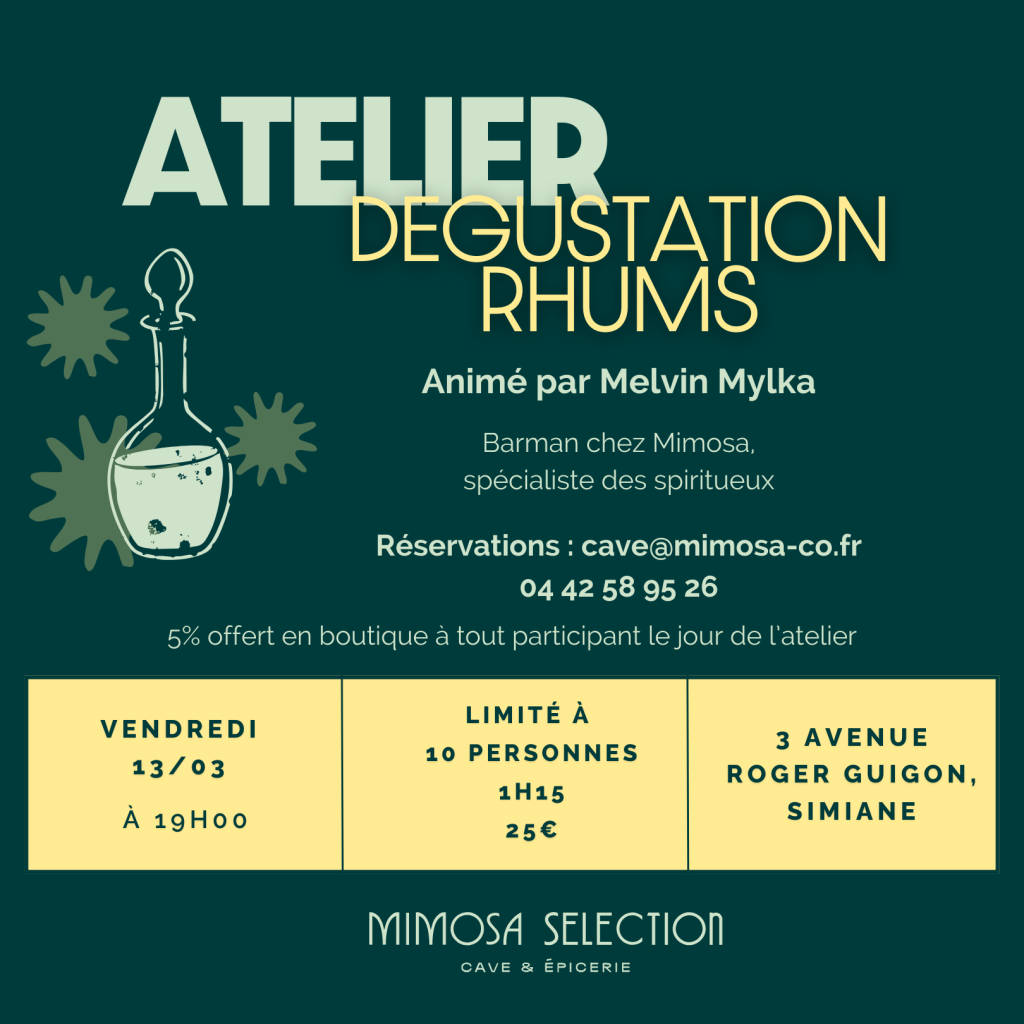 Atelier dégustation rhums